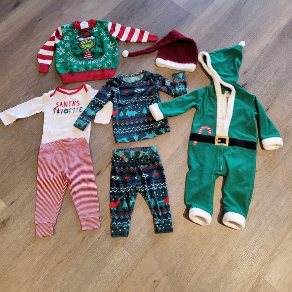 Carter's Other - The Grinch & Christmas Themed Baby Bundle 5 Pieces Size 12 Months